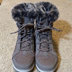 Ryka taupe boots with fur collar
